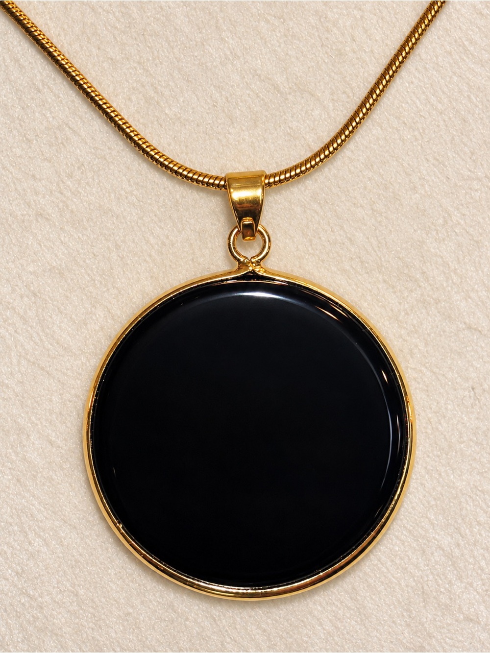 🖤 Large Black Agate Pendant Talisman Protection Necklace - 20” Chain